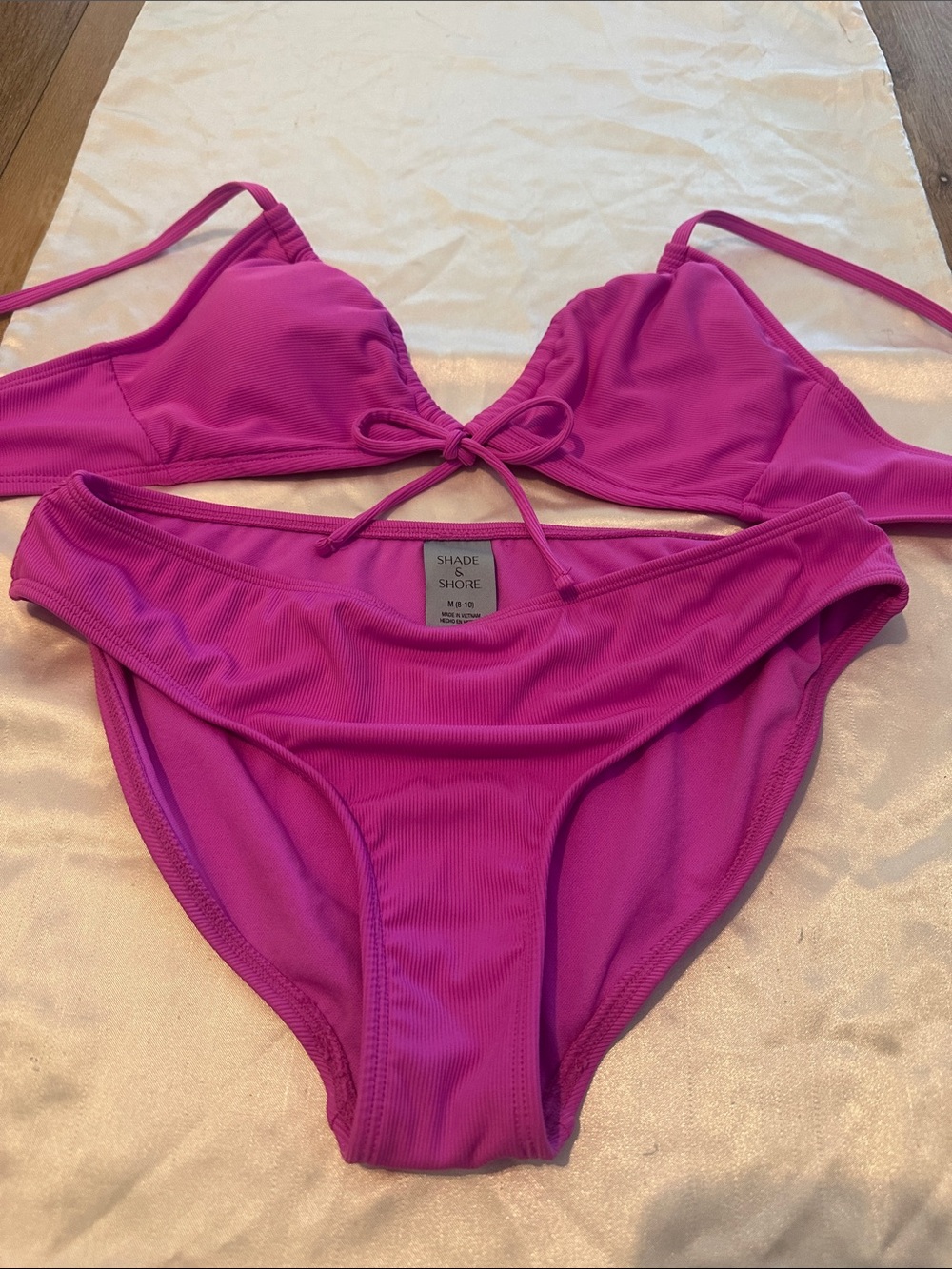Shade & Shore Hot Pink Ribbed Two-Piece Bikini